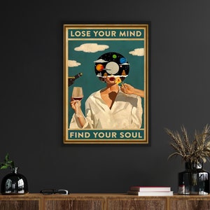 Music Retro Poster,Lose Your Mind Find Your Soul Vintage Poster, Lose Your Mind Print, Vintage Music-Inspired Wall Art, Retro Poster Print,