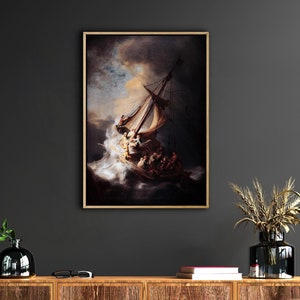 Stampa artistica su tela "Cristo nella tempesta sul mare di Galilea" di Rembrandt van Rijn, 1633