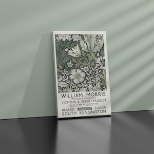 Art Nouveau incorniciato, manifesto della mostra di William Morris, Victoria and Albert Museum, motivo floreale Morris, arredamento per la casa, arte murale