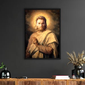 Espaço emoldurado Jesus inspirado na impressão de Hofmann, pôster de impressão de pintura a óleo de Jesus, impressão em tela de Obi-Wan, tela enorme, alta qualidade