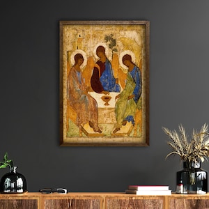 Die Heilige Dreifaltigkeit von Andrei Rublev Druck Poster, Andrei Rublev Leinwanddruck Wohnkultur, Reproduktion Leinwand Wandkunst