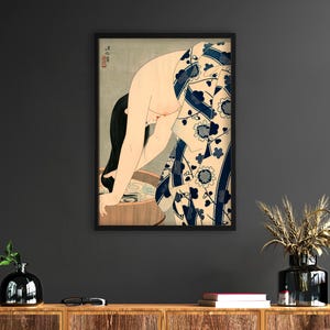 Japan Art,Washing the Hair 1953 - Ito Shinsui Print Ukiyo-e Canvas Japan Wall Art Shinsui Print Japanese Wall Art - Canvas Framed