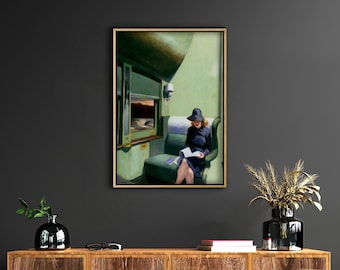 Oprawiony Edward Hopper - Komora C, Samochód (1938) Płótno Galeria Owinięty Giclee Ścienny Wydruk Artystyczny