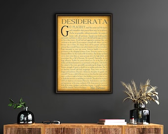 Framed Desiderata Print, Desiderata Poem, Desiderata Poster, Poetry Wall Art, Graduation Gift, Graduation Idea