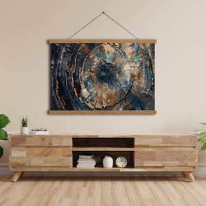 Hanging Tapestry Canvas,Tree ring print wall art  stump  wood slice Modern farmhouse pine log anniversary gift minimalist