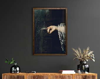 Decoración de pared ecléctica, retrato surrealista, retrato oscuro, pintura al óleo antigua, arte moderno, arte alterado.