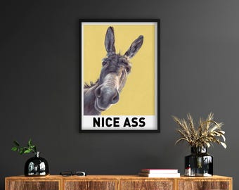 Funny Bathroom Decor,Nice ass, donkey in bathroom, Bathroom decor, Bathroom accessories, prints, funny bathroom print, bathroom art,