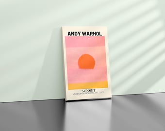 Grafika z zachodem słońca Andy'ego Warhola, plakat z Andy'm Warholem, plakat muzealny, sztuka ścienna wystawowa, wydruk pop-art, modny plakat, sztuka ścienna w galerii,