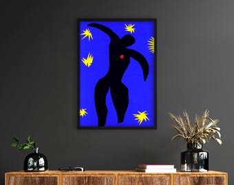 Henri Matisse Icarus Poster, Art Print, Matisse Jazz, Art Print Without Text, Blue and Yellow, Home Decor, Wall Art