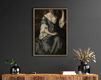 Moody Victorian Art,Woman Portrait Painting,Baroque Painting Print,Victorian Art Print,Moody Wall Art,Eclectic Wall Art