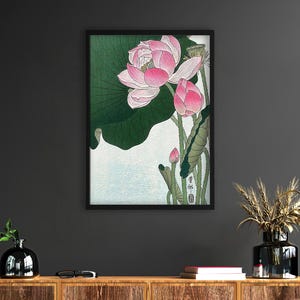 Ohara Koson - Blooming Lotus Flowers Japanese Art Print Home Décor Wall Art,Japanese Art,