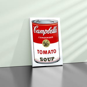 Campbell&#39;s Tomato Soup Canvas - Andy Warhol Pop Art Print for Home Decor - Retro Modern Wall Art for Kitchen or Living Room