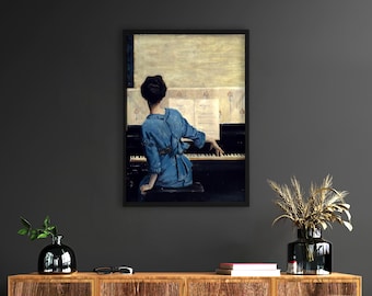 knee length dresses for ladies Woman at the Piano, Print of original Oil on Canvas  eastwestgalleries
