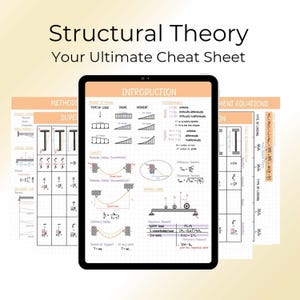 Theory of Structures Cheat Sheet. Printable Study Guides, Best for Engineering Student. Instant Download Cheat Sheet