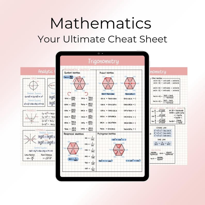 Complete Mathematics Cheat Sheet, Printable Study Guides, Best for ...