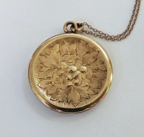 antique gf round locket edwardian flower locket maker austin