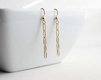 Shiny Gold Filled Paperclip Dangle Earrings for any Occasion