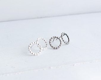 Minimalist circle earrings, Geometric Jewelry, Christmas gifts for Her, Circle earrings in Sterling silver