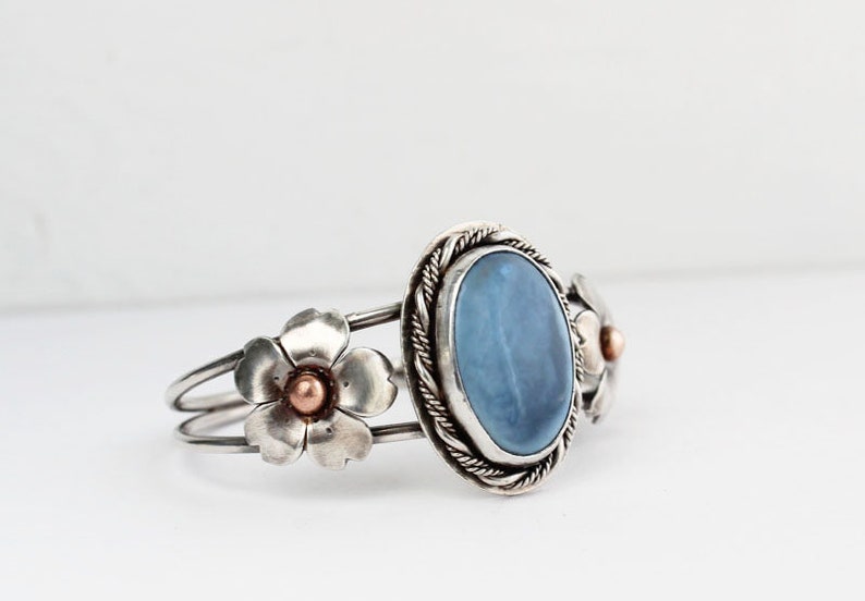 Cherry Blossom jewelry Boho Chic jewelry Hapa Girls Blue Owyhee Opal Cuff Statement Bracelets