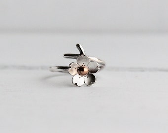 Cherry Blossom Branch, Sakura CollectionTwig Jewelry, Spring Jewelry, MADE to ORDER, Plum blossom, Twig ring, Bridal accessories