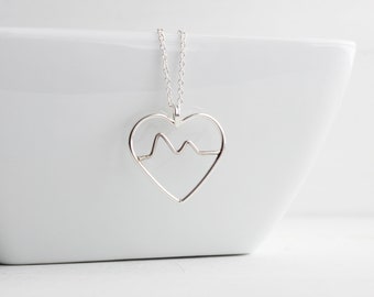 Heartbeat Sterling Silver Pendant, Valentine's Day Gifts