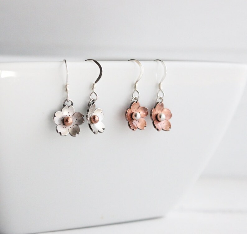 Cherry Blossom Pearl Dangle Earrings - Boho Floral Drop Earrings In Pink & Gold, Gift For Women, Birthday, Wedding - View #10
