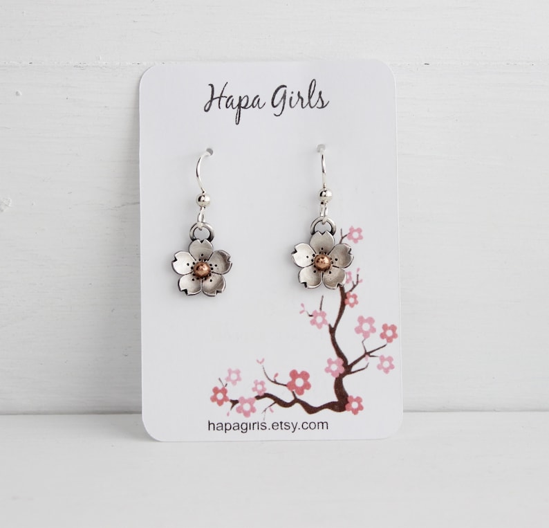 Cherry Blossom Dangle Earrings, Sakura Collection earrings, Cherry blossom Jewelry, Handmade by Hapa Girls, gifts for her image 1