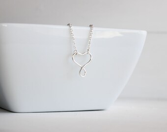 Sterling Silver Whimsical Heart Pendant for Valentine's Day