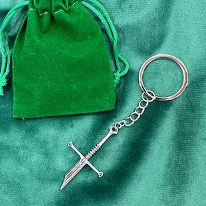 Broken Elven Sword Keychain: Fantasy Enamel Keyring