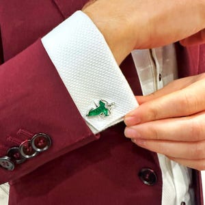 Elven Leaf Cufflinks: Fantasy Wedding Accessory, Forest Green