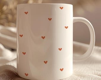 Cute Heart Pattern Mug for Coffee and Tea | Romantic Gift for Couples, Wife, Valentine's Day or Anniversaries | Adorable Ceramic Mug