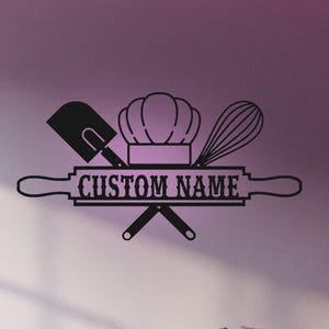 Custom Baker Name Metal Wall Art with LED Light