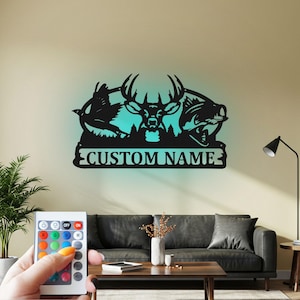 Custom Hunting Metal Sign: Personalized LED Hunter Decor
