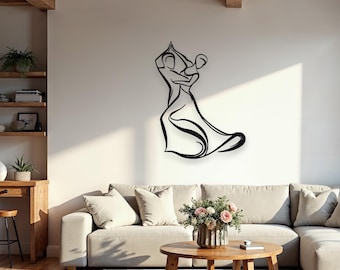 Ballroom Dance Metal Wall Art: Romantic Couple Silhouette