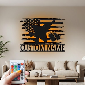 US Air Force Veteran Custom Sign Metal Wall Art Led Light, Veteran Name Custom Sign Decoration For Room, Air Force Veteran Decor