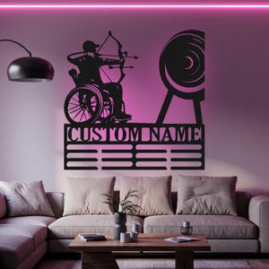 Custom Para Archery Medal Holder: LED Light Metal Wall Art