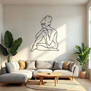 Line Art Woman Metal Wall Decor: Modern Indoor Outdoor Art
