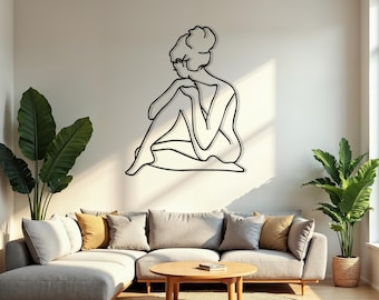 Line Art Woman Metal Wall Decor: Modern Indoor Outdoor Art