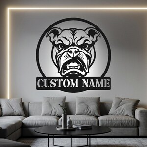 Bulldog Custom Sign Led Light Metal Wall Decor Dog Lover Name Custom Sign Home Decor Housewarming Gifts Decoration Hanging For Home Circle