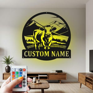 Cow Farm Metal Custom Sign, Custom Sign Cow Farm Name Custom Sign Decoration For Room, Cow Farm Metal Led Decor, Cow Farmer Gift