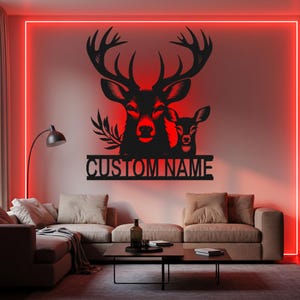 Custom Deer LED-Metallwand-Kunst: Jäger-Namensschild