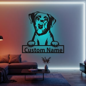 Personalized Labrador Retriever Metal Sign with RGB LED Light