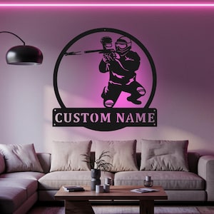 Sign Paintball Metal Sign, Paintball Sign Metal Wall Art Led Light, Paintball Metal wall Decor, Paintball Lover Gift, Paintball