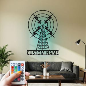 Decorazione murale in metallo personalizzata per radioamatori: cartello LED con nome personalizzato
