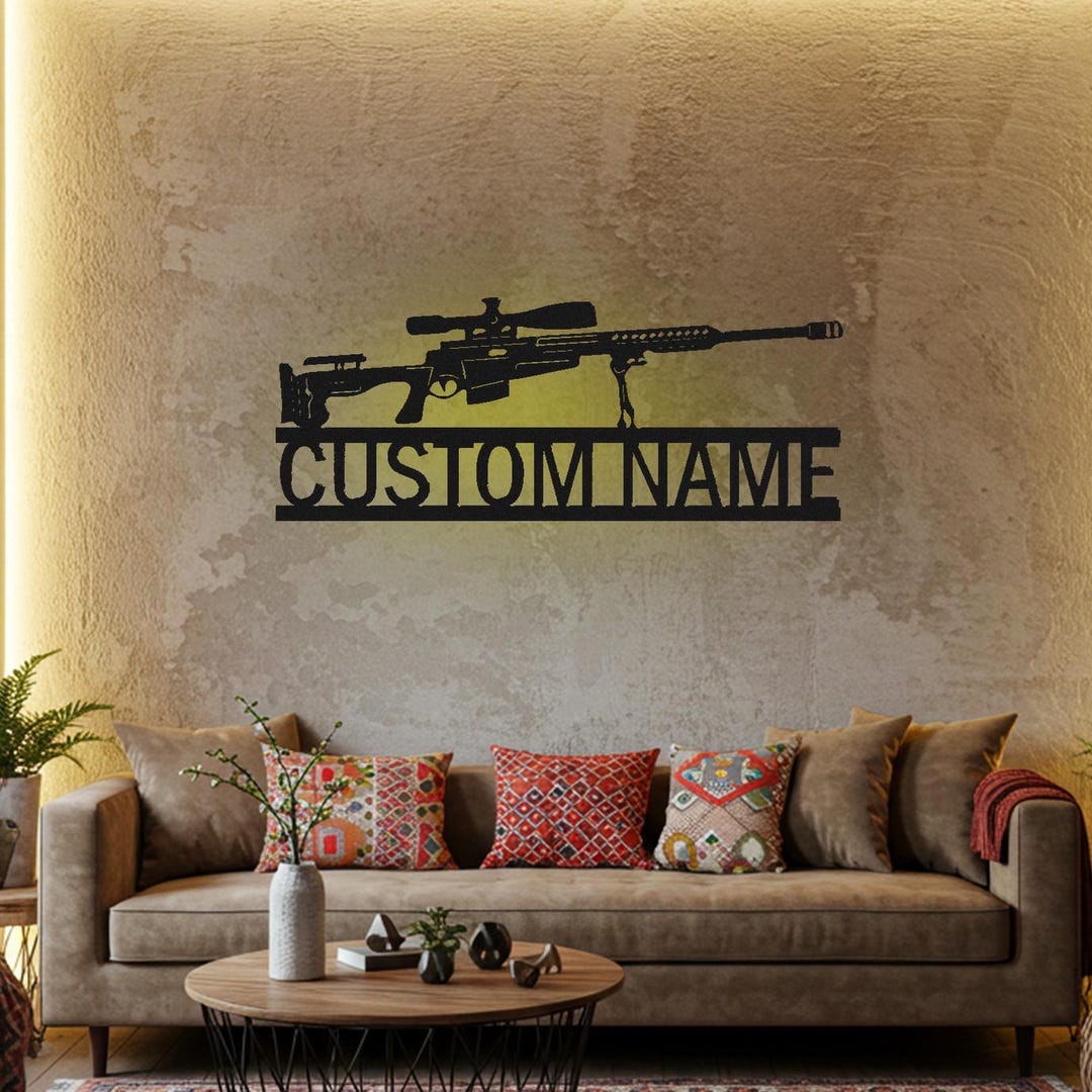 Custom Gun Led Light Metal Wall Art Gunlover Name Sign Home Armory ...