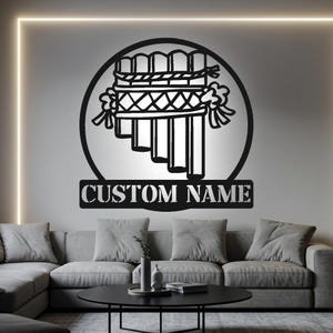 Custom Pan Flute Metal Wall Art: LED Musical Instrument Decor
