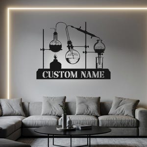 Chemistry Teacher Custom Sign Led Light Metal Wall Decor Chemist Name Custom Sign Science Home Decor Chemistry Lover Laboratory Artwork