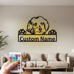 Custom Maltese Dog Metal Sign with RGB LED Lights