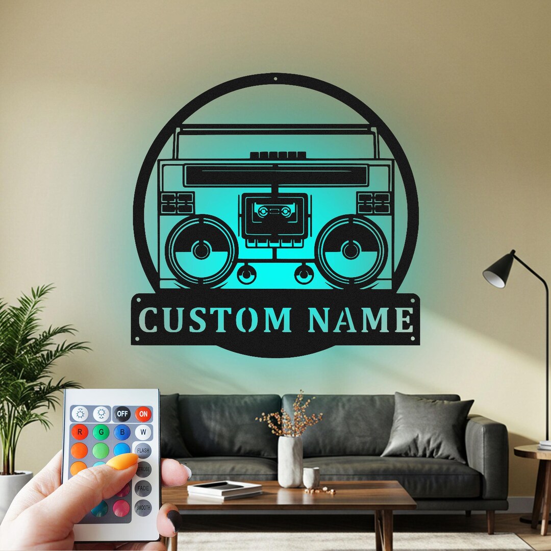 Custom Radio Boombox Vintage Metal Wall Art With Led Light ...