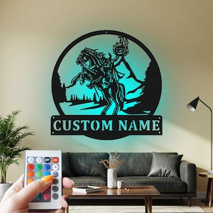Custom Headless Horseman Metal Wall Art with LED Light